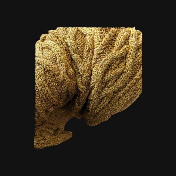 Holiday Metallic Gold Oversized Knit Sweater - Cable, Stockinette, Popcorn - Picture 6 of 6